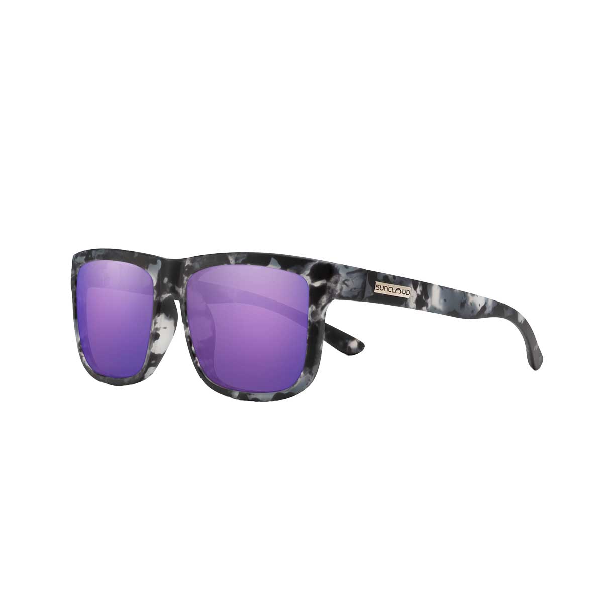 Suncloud Quiver Sunglasses Polarized in Matte Ice Tortoise with Purple Mirror